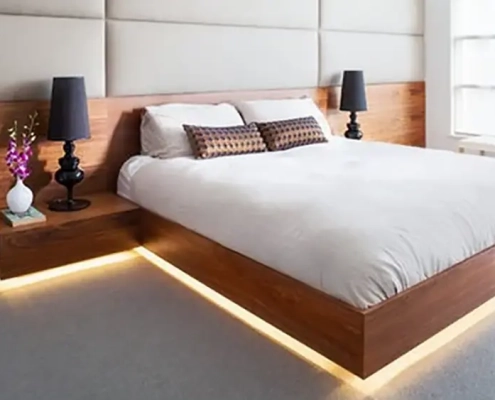 Flexibele LED-strips onder het bed
