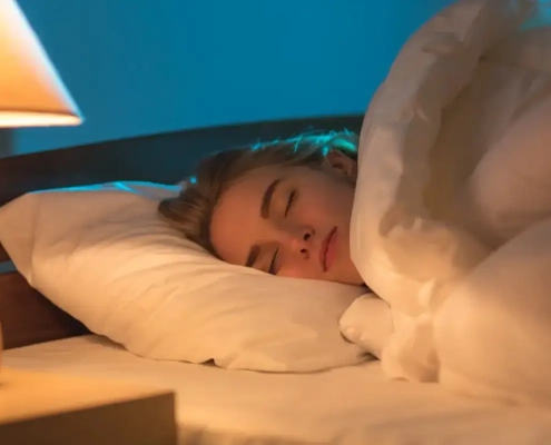sove med LED-lys tændt