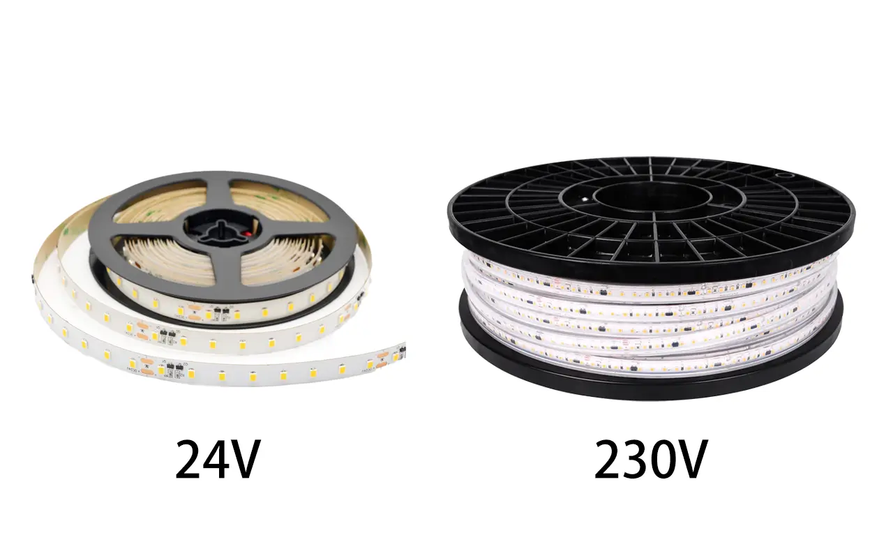 Fitas LED de baixa tensão vs. alta tensão