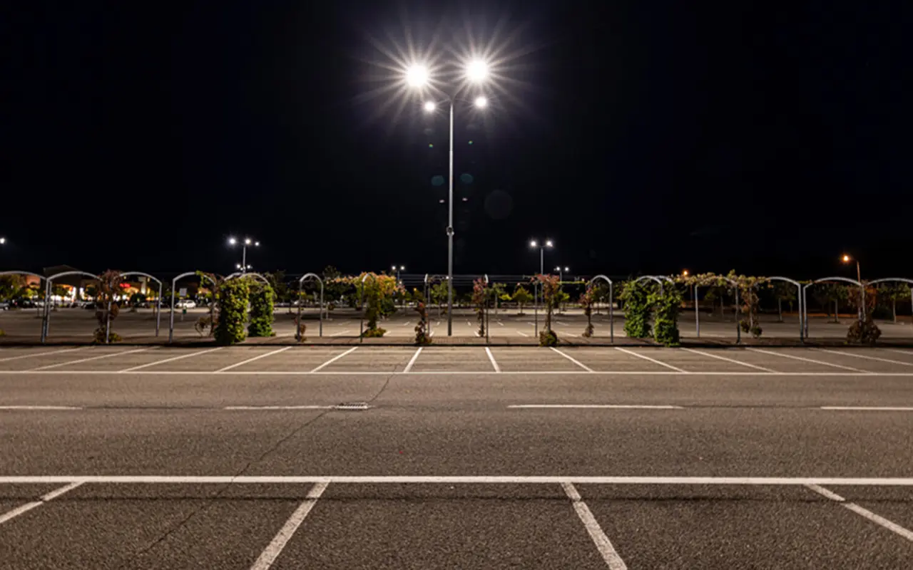 Area lights in a parking lot