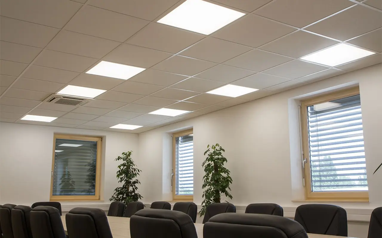 Panel lights in an office